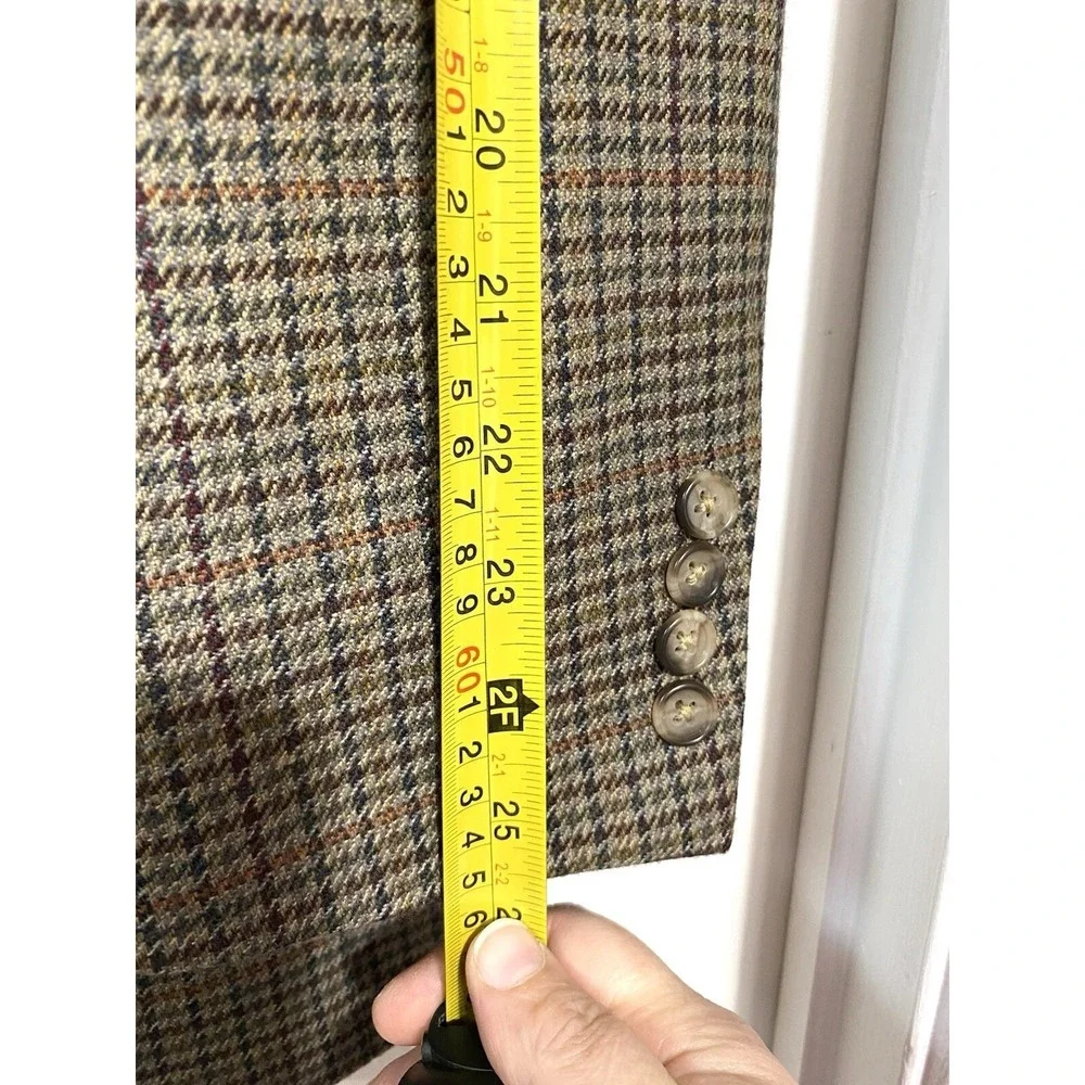 Meeting Street Men46R Blazer Lambswool Cashmere Houndstooth Sport Coat Tan Brown